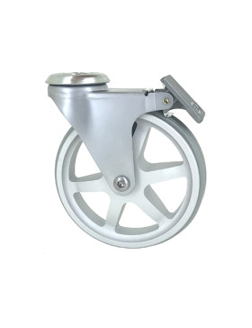 Ruota DESIGN IN ALLUMINIO GRIGIO DIAMETRO 125 MM CARICO 70KG A FISSAGGIO DI 10 MM - ALUSTYL125OAF
