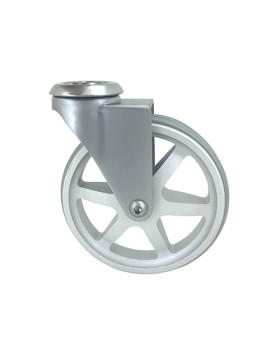 Ruota DESIGN IN ALLUMINIO GRIGIO DIAMETRO 125 MM CARICO 70KG A FISSAGGIO DI 10 MM - ALUSTYL125O