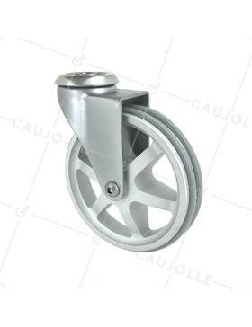 Ruota DESIGN IN ALLUMINIO GRIGIO DIAMETRO 125 MM CARICO 70KG A FISSAGGIO DI 10 MM - ALUSTYL125O • Caujolle