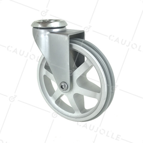 Ruota DESIGN IN ALLUMINIO GRIGIO DIAMETRO 125 MM CARICO 70KG A FISSAGGIO DI 10 MM - ALUSTYL125O • Caujolle