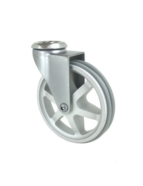 Ruota DESIGN IN ALLUMINIO GRIGIO DIAMETRO 125 MM CARICO 70KG A FISSAGGIO DI 10 MM - ALUSTYL125O