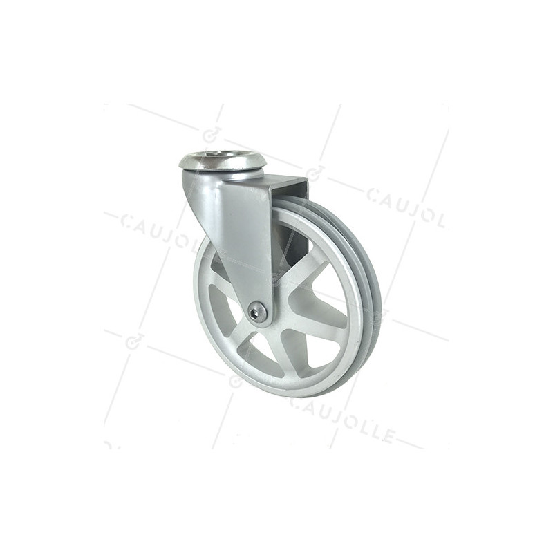 Ruota DESIGN IN ALLUMINIO GRIGIO DIAMETRO 125 MM CARICO 70KG A FISSAGGIO DI 10 MM - ALUSTYL125O