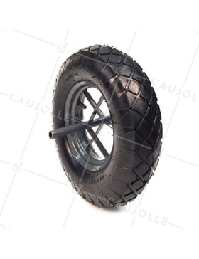 Ruota di carriola GONFIATA DIAMETRO 400 MM CARICO 200KG CON ASSE 20 MM LUNGHEZZA 256 MM - S700 400 • Caujolle
