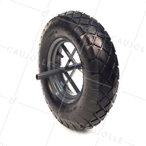 Ruota di carriola GONFIATA DIAMETRO 400 MM CARICO 200KG CON ASSE 20 MM LUNGHEZZA 256 MM - S700 400 • Caujolle