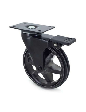 Ruota DESIGN IN ALLUMINIO NERO SPAZZOLATO CON FRENATURA DIAMETRO 125MM CARICO 70KG - BLACKSTYL 125PAF