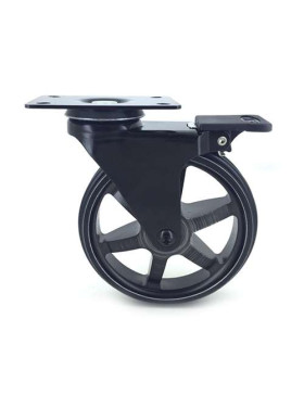 Ruota DESIGN IN ALLUMINIO NERO SPAZZOLATO CON FRENATURA DIAMETRO 125MM CARICO 70KG - BLACKSTYL 125PAF