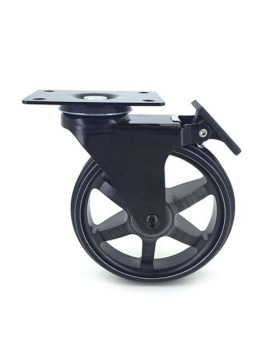 Ruota DESIGN IN ALLUMINIO NERO SPAZZOLATO CON FRENATURA DIAMETRO 125MM CARICO 70KG - BLACKSTYL 125PAF