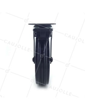 Ruota DESIGN IN ALLUMINIO NERO SPAZZOLATO CON FRENATURA DIAMETRO 125MM CARICO 70KG - BLACKSTYL 125PAF