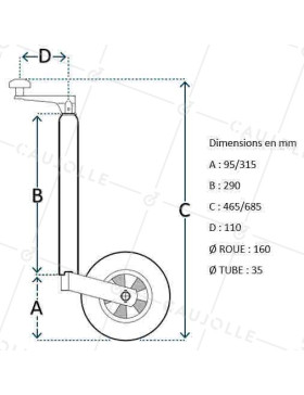 Ruota JOCKEY TELESCOPICO DIAMETRO 160MM