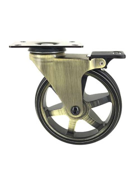 Ruota DESIGN RETRO A FRENO IN ALLUMINIO DORATO DIAMETRO 125 MM CARICO 70KG - GOLDSTYL125PAF