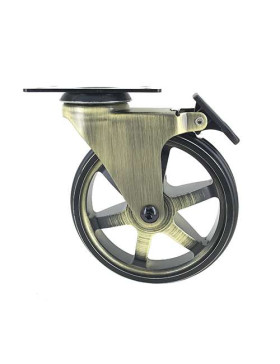 Ruota DESIGN RETRO A FRENO IN ALLUMINIO DORATO DIAMETRO 125 MM CARICO 70KG - GOLDSTYL125PAF