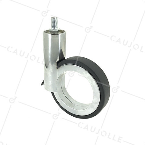 Ruota FUTURISTICA CROMATA CON RONDELLO FILETTATO DI 10 MM DIAMETRO 90 MM CARICO 35KG - GRAVITY90TFC10 • Caujolle