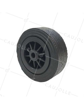 Ruota LARGA IN GOMMA RIM PLASTICA DIAMETRO 250 MM CARICO 400 KG ASSE 25 MM - S2750P250R25 • Caujolle