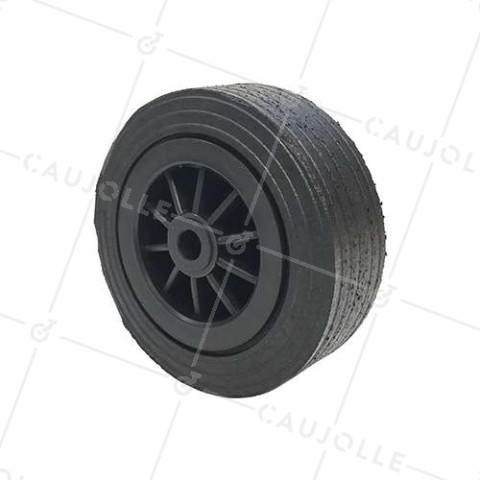 Ruota LARGA IN GOMMA RIM PLASTICA DIAMETRO 250 MM CARICO 400 KG ASSE 25 MM - S2750P250R25 • Caujolle