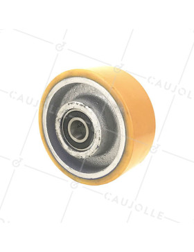 Ruota INDUSTRIALE IN GHISA E POLIURETANO DIAMETRO 125MM CARICO 500KG ASSE 20 MM - SFPU125 • Caujolle