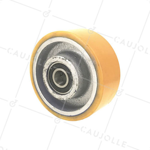 Ruota INDUSTRIALE IN GHISA E POLIURETANO DIAMETRO 125MM CARICO 500KG ASSE 20 MM - SFPU125 • Caujolle