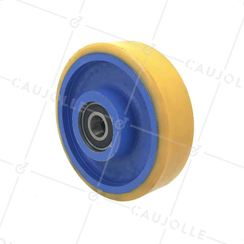 Ruota INDUSTRIALE IN GHISA E POLIURETANO DIAMETRO 150MM CARICO 700KG ASSE 20MM LARGHEZZA 50MM - SFPU150/40 • Caujolle