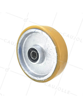 RUEDA INDUSTRIAL DE MANIPULACIÓN DE HIERRO FUNDIDO Y POLIURETANO, DIÁMETRO DE 200 MM, CARGA DE 1000 KG, ANCHO DE 50 MM, EJE DE 25 MM - SFPU200/50 • Caujolle