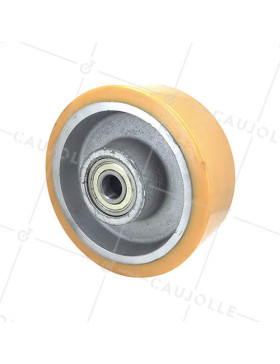 Ruota INDUSTRIALE IN GHISA E POLIURETANO DIAMETRO 200 MM CARICO 1400KG ASSE 25 MM - SFPU200 • Caujolle