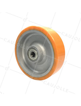 Ruota INDUSTRIALE IN GHISA E POLIURETANO DIAMETRO 250MM LARGHEZZA 90MM CARICO 1800KG ASSE 25 MM - SFPU250 • Caujolle
