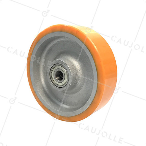 Ruota INDUSTRIALE IN GHISA E POLIURETANO DIAMETRO 250MM LARGHEZZA 90MM CARICO 1800KG ASSE 25 MM - SFPU250 • Caujolle