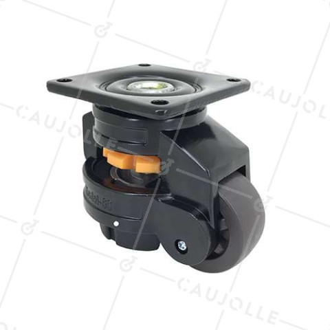 Ruota PIVOTANTE TRASFORMABILE IN PIEDE FISSO ANTI VIBRAZIONI DIAMETRO 50 MM CARICO 250 KG - STABILIZZATORE 50 • Caujolle