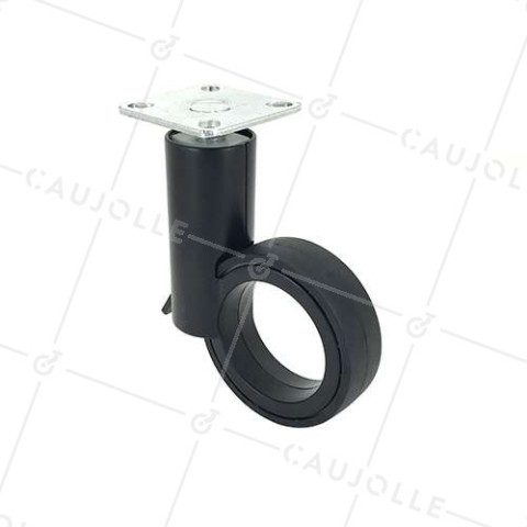 Ruota FUTURISTICA NERA A PLATINO DIAMETRO 65 MM CARICO 30 KG - GRAVITY65PN • Caujolle