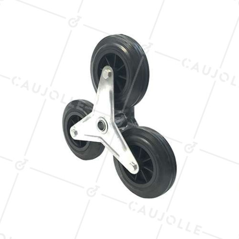 SUPPORTO 3 Ruote IN GOMMA NERA PER Carrello a mano SCALA CARICO 200 KG ASSE 20 MM SFERE • Caujolle