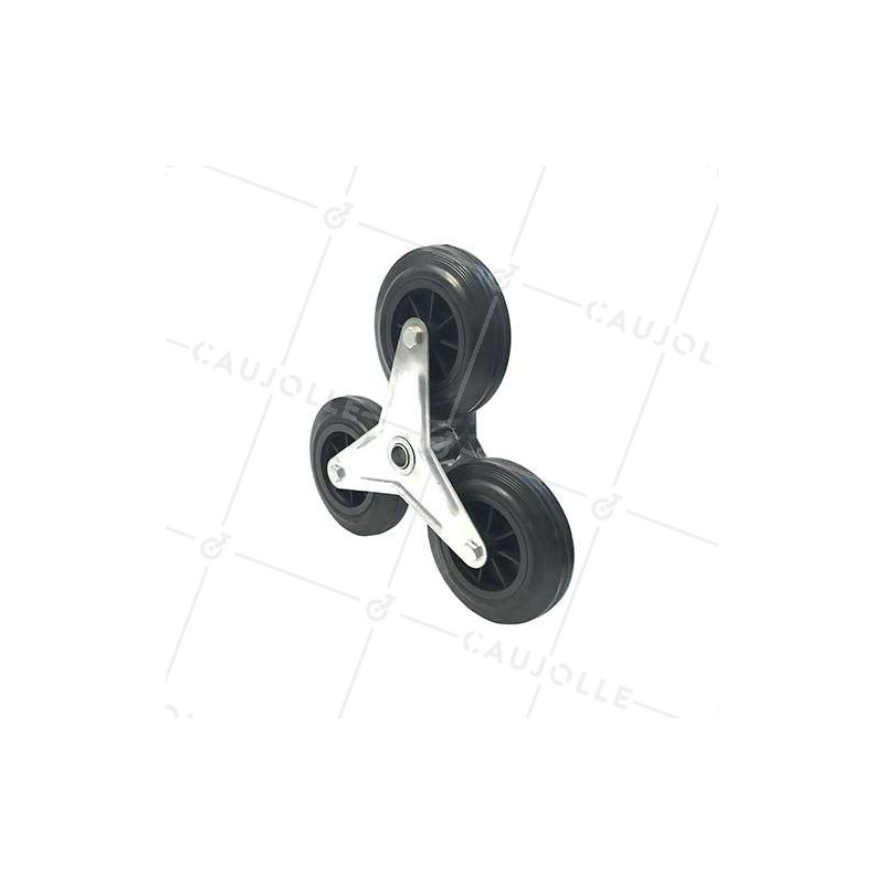 SUPPORTO 3 Ruote IN GOMMA NERA PER Carrello a mano SCALA CARICO 200 KG ASSE 20 MM SFERE