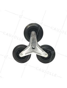 SUPPORTO 3 Ruote IN GOMMA NERA PER Carrello a mano SCALA CARICO 200 KG ASSE 20 MM SFERE