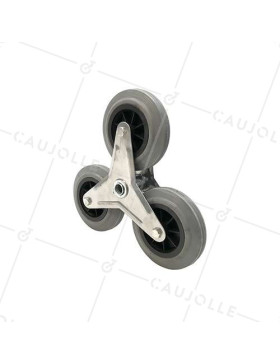 SUPPORTO 3 Ruote IN GOMMA NON LASCIANTE PER Carrello a mano SCALA CARICO 200 KG ASSE 20 MM SFERE • Caujolle