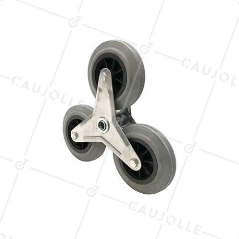 SUPPORTO 3 Ruote IN GOMMA NON LASCIANTE PER Carrello a mano SCALA CARICO 200 KG ASSE 20 MM SFERE • Caujolle