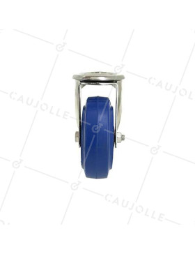 Roulette pivotante à oeil en inox et caoutchouc souple diamètre 100mm 