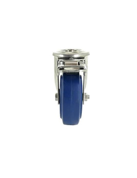 Roulette pivotante à oeil et frein inox caoutchouc souple 100mm 