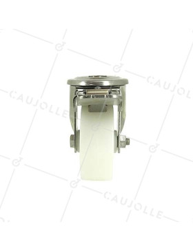 Roulette à oeil et frein en inox et nylon diamètre 80mm
