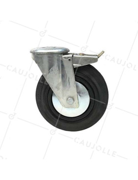 Roulette à oeil et frein pour table en verre caoutchouc diamètre 200mm