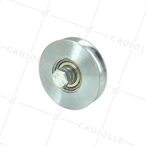 RUEDA PARA PORTAL CORREDERO Y GARGANTA REDONDA CON UN DIÁMETRO DE 90 MM PARA RAÍL REDONDO DE 16 MM CARGA 350 KG EJE 14 MM - GAGR90 • Caujolle