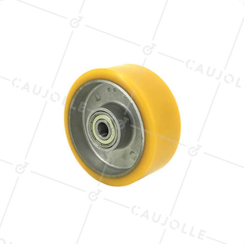 Ruota POLIURETANO INDUSTRIALE DIAMETRO 100 MM CARICO 250 KG ASSE 12 MM CUSCINETTI - S2013 100 • Caujolle
