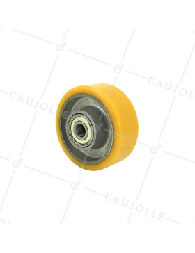 Ruota POLIURETANO INDUSTRIALE DIAMETRO 80 MM CARICO 200 KG ASSE 12 MM SFERE - S2013 80 • Caujolle