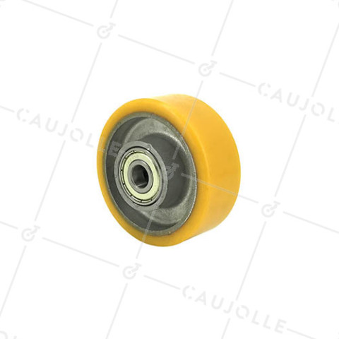 Ruota POLIURETANO INDUSTRIALE DIAMETRO 80 MM CARICO 200 KG ASSE 12 MM SFERE - S2013 80 • Caujolle