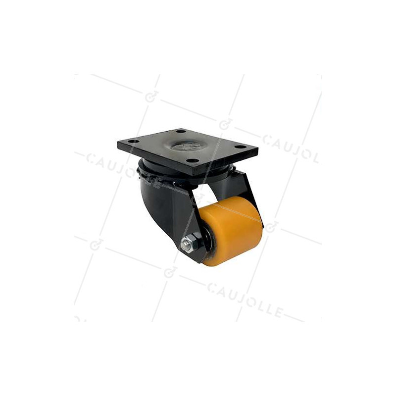 Roulette extra-basse noire en polyuréthane de diamètre 70 mm