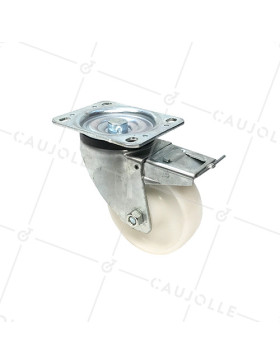 Ruota DI MANUTENZIONE PIVOTANTE CON FRENO IN NYLON DIAMETRO 125 MM CARICO 300KG - S76N 125AF • Caujolle