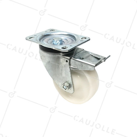 Ruota DI MANUTENZIONE PIVOTANTE CON FRENO IN NYLON DIAMETRO 125 MM CARICO 300KG - S76N 125AF • Caujolle