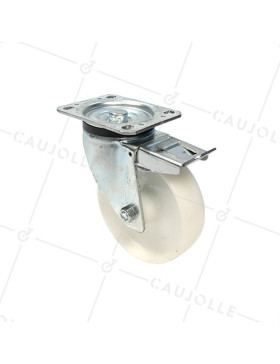 Ruota DI MANUTENZIONE PIVOTANTE CON FRENO IN NYLON DIAMETRO 160 MM CARICO 380KG - S76N 160AF • Caujolle