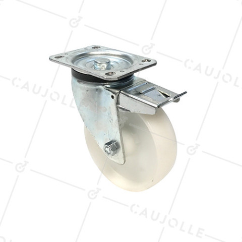 Ruota DI MANUTENZIONE PIVOTANTE CON FRENO IN NYLON DIAMETRO 160 MM CARICO 380KG - S76N 160AF • Caujolle