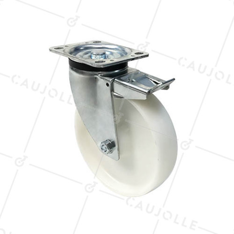 Ruota DI MANUTENZIONE PIVOTANTE CON FRENATURA IN NYLON DIAMETRO 200 MM CARICO 450KG - S76N 200AF • Caujolle