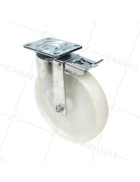 Ruota DI MANUTENZIONE PIVOTANTE CON FRENO IN NYLON DIAMETRO 250 MM CARICO 500KG - S76N 250AF • Caujolle