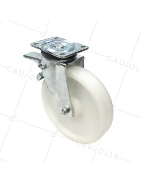 Ruota DI MANUTENZIONE PIVOTANTE A FRENO RAFFORZATO IN NYLON DIAMETRO 250 MM CARICO 1000KG - S78N 250AF • Caujolle