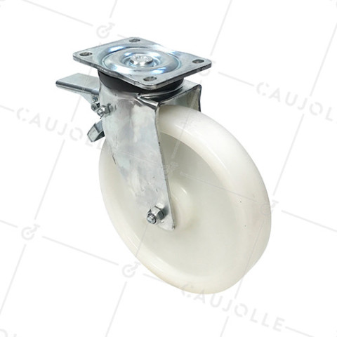 Ruota DI MANUTENZIONE PIVOTANTE A FRENO RAFFORZATO IN NYLON DIAMETRO 250 MM CARICO 1000KG - S78N 250AF • Caujolle