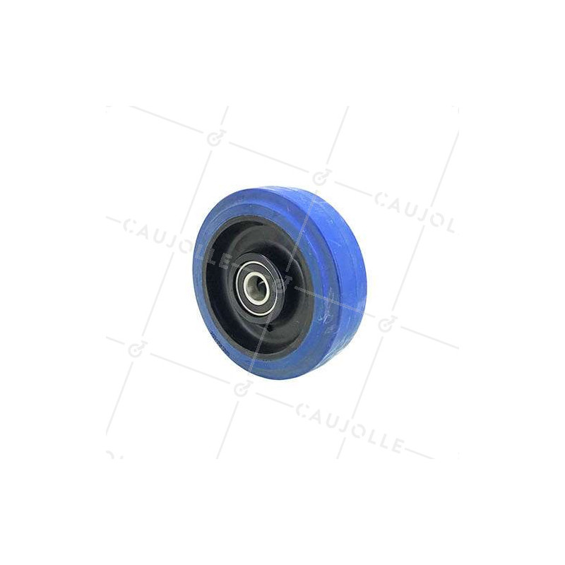 ROUE DE TRANSPALETTE ELASTIQUE NON TACHANTE DIAMÈTRE 160 MM CHARGE 450 KG AXE 20 MM A BILLES- S2015 160
